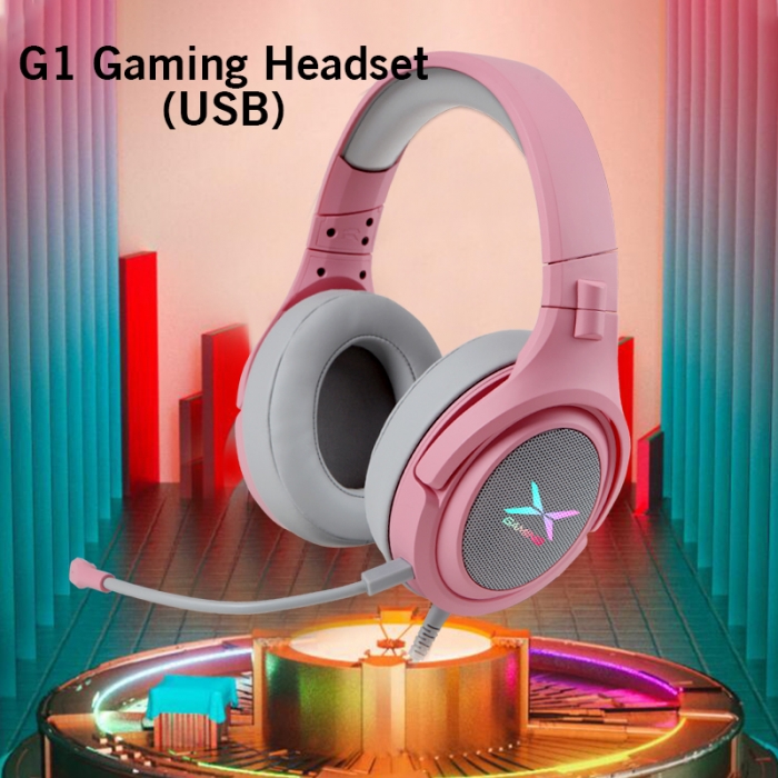 G1 RGB灯光粉色游戏耳机