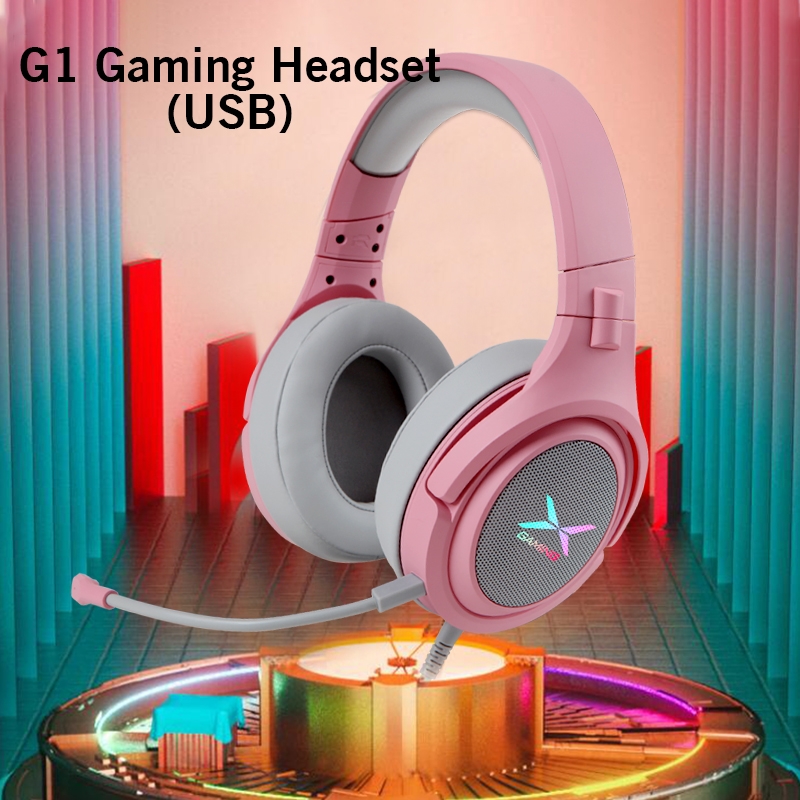 G1 RGB灯光粉色游戏耳机